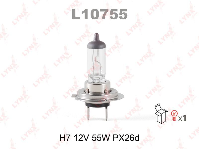 Лампа накаливания LYNXAUTO L10755 H7 12V (55W) PX26D
