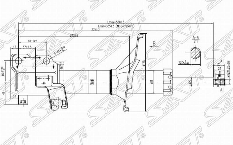 Амортизатор SAT ST5430231U88 NISSAN CEFIRO, MAXIMA, RNESSA 94-00 Перед. Прав