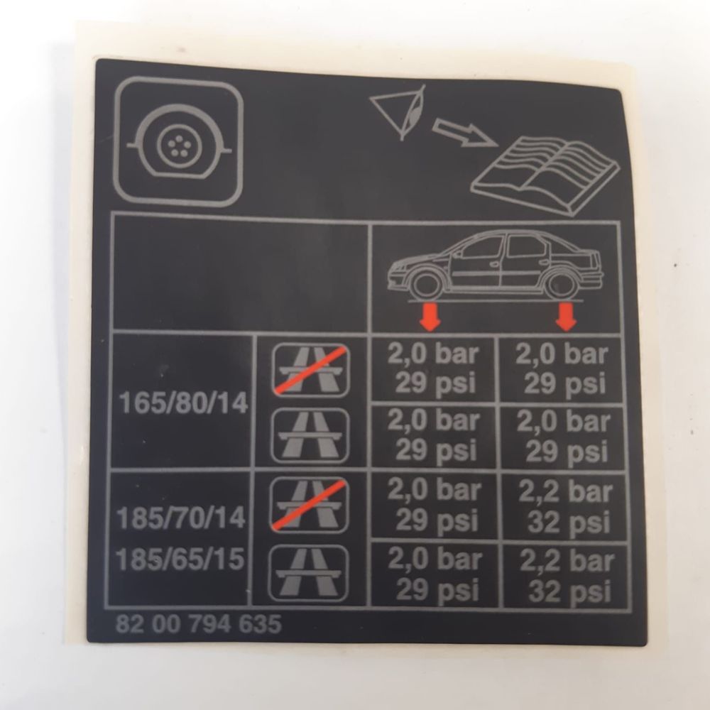 Наклейка информационная RENAULT 8200794635 RENAULT Logan