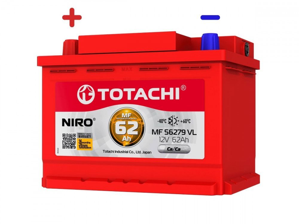 Аккумуляторная батарея TOTACHI NIRO MF 56279 VL 62 А/ч поляр. прямая (JIS R)