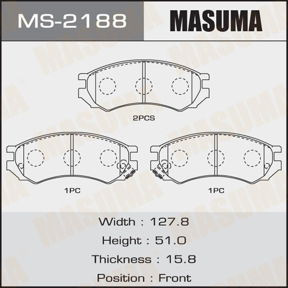 Колодки тормозные MASUMA MS2188 NISSAN PRIMERA 1990-1995, SERENA 1994-1999