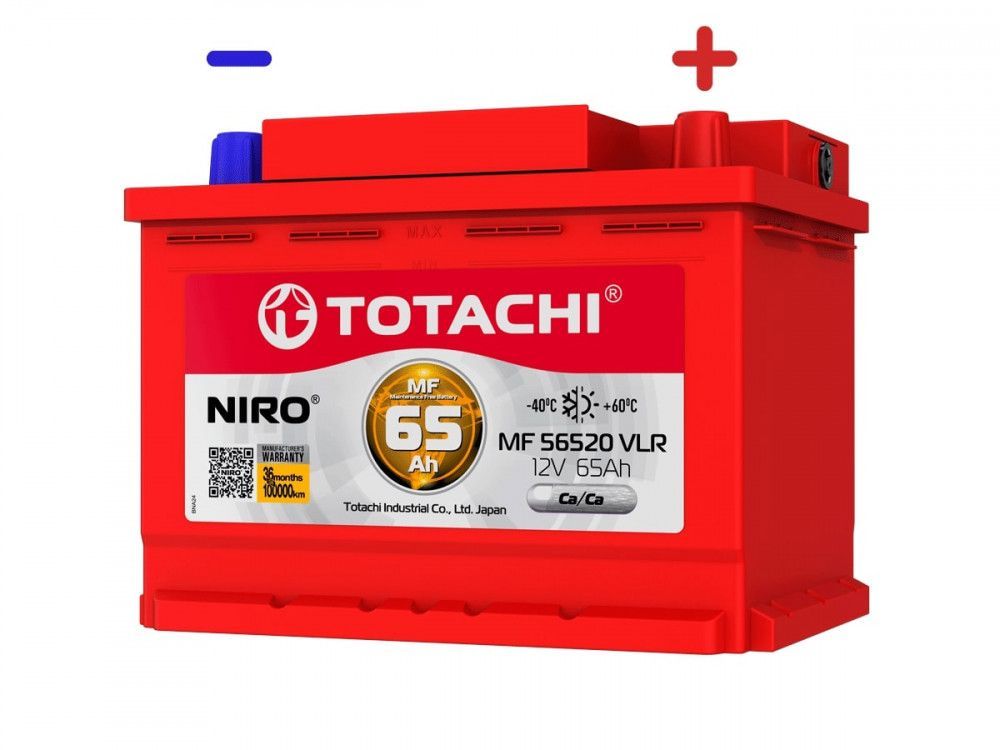 Аккумуляторная батарея TOTACHI NIRO MF 56520 VLR 65 А/ч полярность обратная 0 (JIS L)