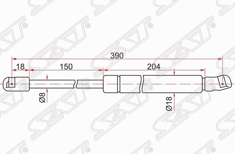 Амортизатор капота SAT ST654702Y010 NISSAN CEFIRO / MAXIMA A33 98-03 RH=LH