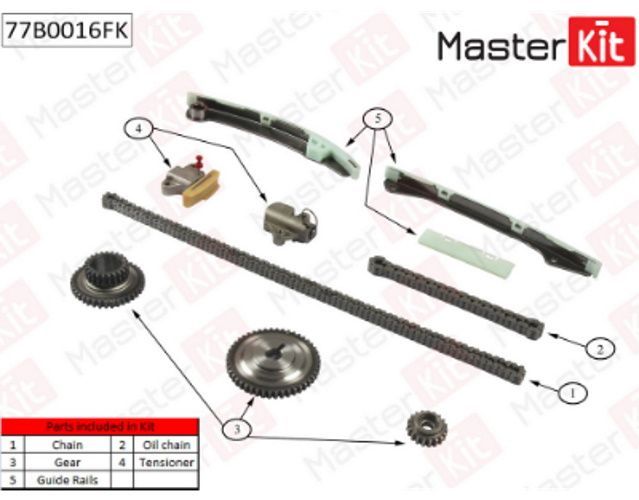 Ремкомплект цепи ГРМ MASTERKIT 77B0016FK