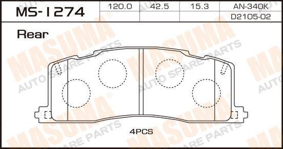 Колодки тормозные MASUMA MS1274 TOYOTA PREVIA 1990-2000