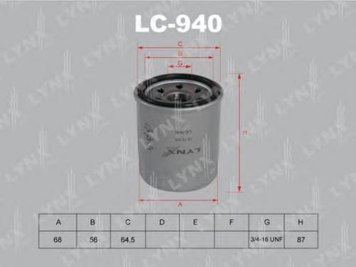 Фильтр масляный LYNXAUTO LC940