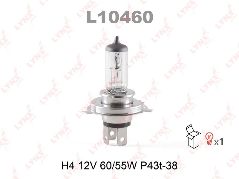 Лампа накаливания LYNXAUTO L10460 H4 12V (60/55W) P43T-38