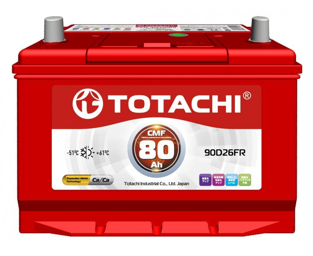 Аккумуляторная батарея TOTACHI CMF 80 А/ч полярн. прямая 90D26 FR