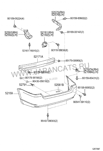 Бампер задний TOYOTA 5215913904 TOYOTA COROLLA FIELDER 120 2001-2004