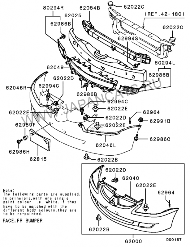 Бампер передний MITSUBISHI MN186344WA MITSUBISHI LANCER 2004-2006