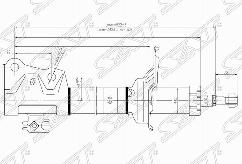 Амортизатор SAT ST4851059198 TOYOTA PROBOX, SUCCEED 2002- Перед. Лев/Прав