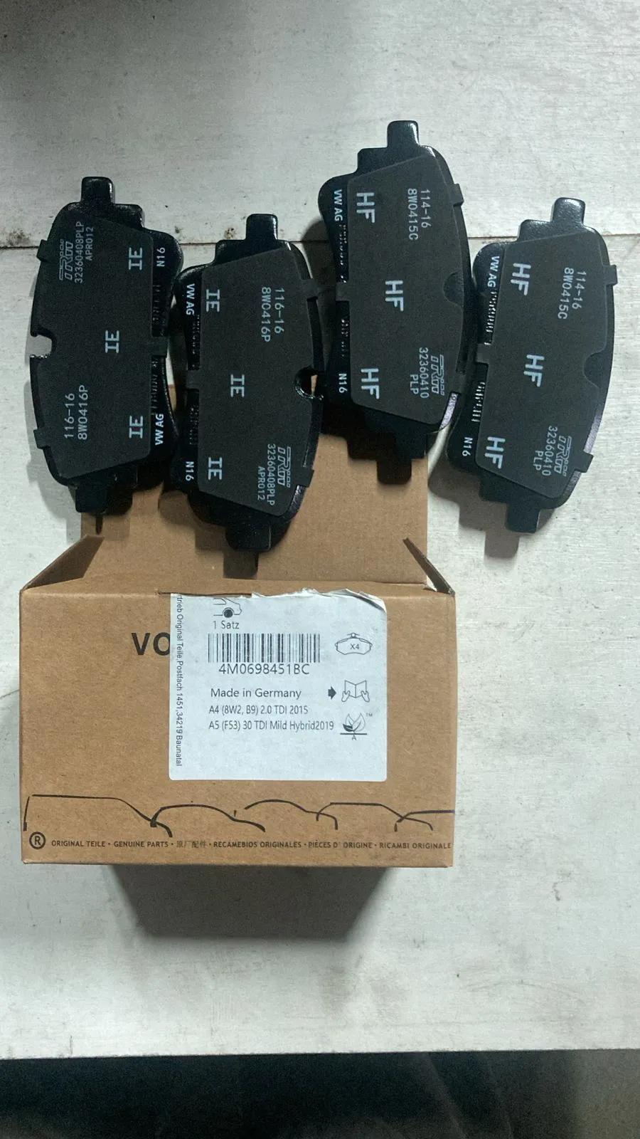 Колодки тормозные VAG 4M0698451BC Задн