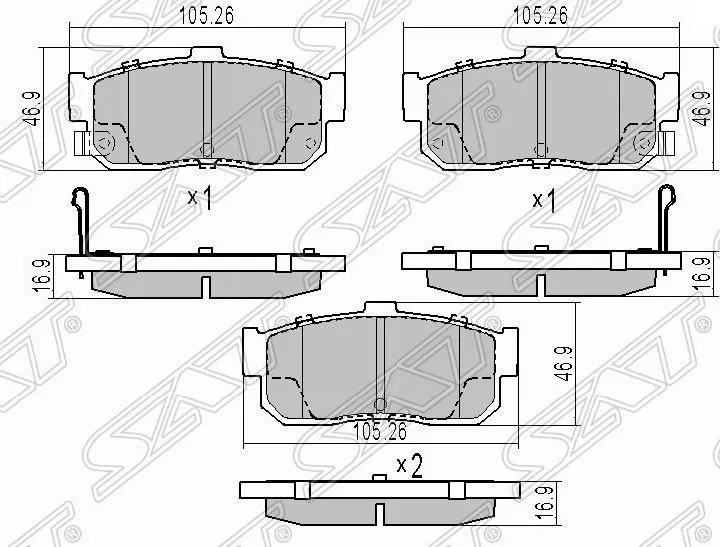Колодки тормозные SAT STAY060NS021 NISSAN BLUEBIRD U14 96-01, CEFIRO 98-02, SUNNY B15 98-04