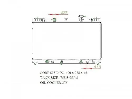 Радиатор охлаждения PANDAPARTS TOY03ACV30 TOYOTA CAMRY / SOLARA  ACV30, MCV3# 2001-2006