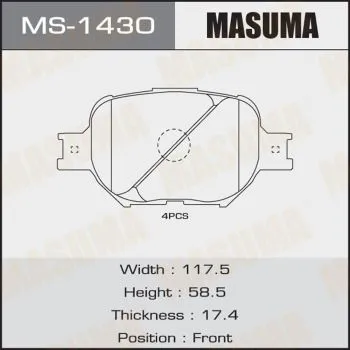 Колодки тормозные MASUMA MS1430 TOYOTA: ALLEX ZZE123 2001-2006, ALLION AZT240 2001-2007, CALDINA AZT 0446513030