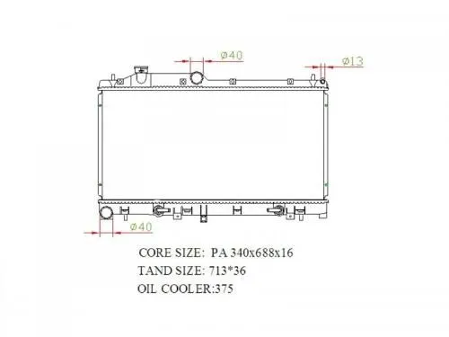 Радиатор охлаждения PANDAPARTS SUB05BLT SUBARU LEGACY, FORESTER 2005-2008 TURBO