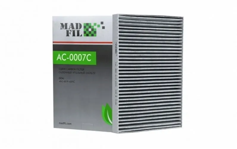 Фильтр салонный MADFIL AC0007C AUDI A4 2000- (Угольный)