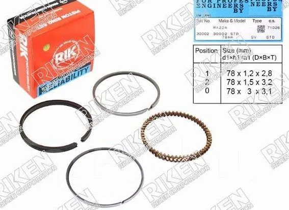 Кольца поршневые RIKEN 30002STD ZLY011SC0