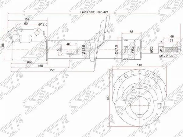 Амортизатор SAT ST546604L100 HYUNDAI SOLARIS, ACCENT, KIA RIO Перед. Прав