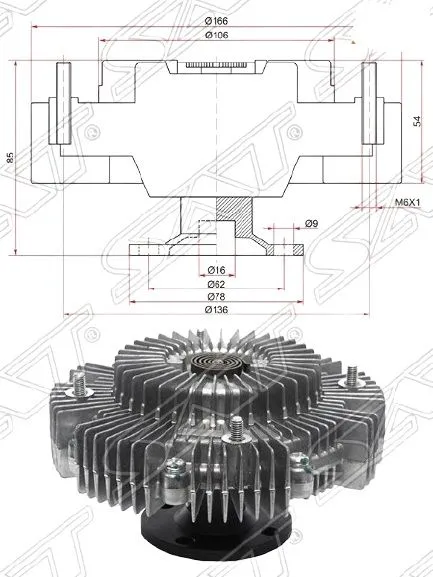 Вискомуфта TOYOTA 1621017050 Land Cruiser