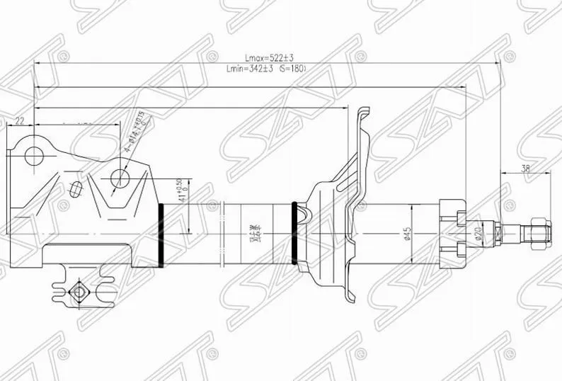 Амортизатор SAT ST4851059198 TOYOTA PROBOX, SUCCEED 2002- Перед. Лев/Прав