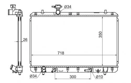 Радиатор охлаждения PANDAPARTS SUZ011 SUZUKI AERIO, LIANA нижн. патрубок слева