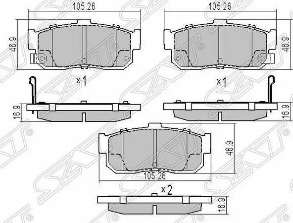 Колодки тормозные SAT STAY060NS021 NISSAN BLUEBIRD U14 96-01, CEFIRO 98-02, SUNNY B15 98-04