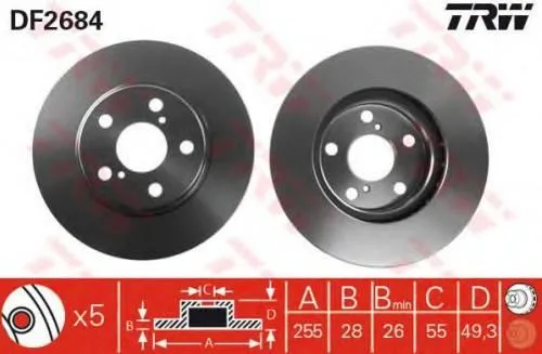 Диск тормозной TRW DF2684
