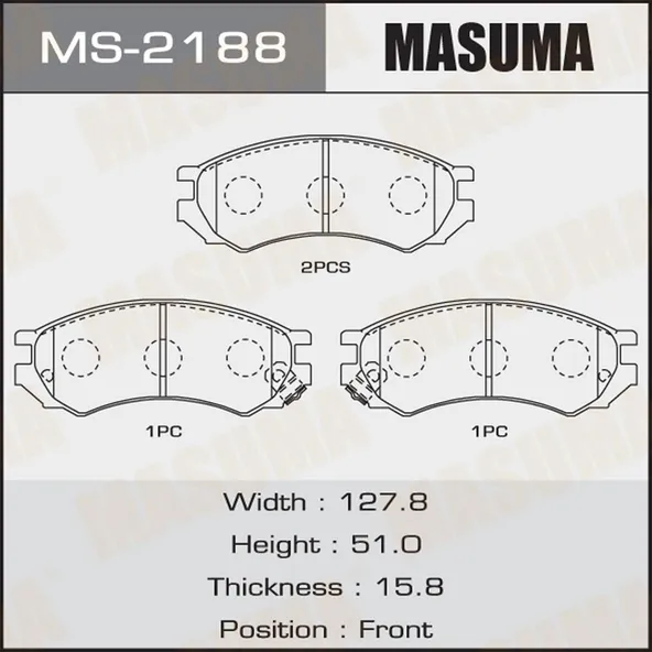 Колодки тормозные MASUMA MS2188 NISSAN PRIMERA 1990-1995, SERENA 1994-1999