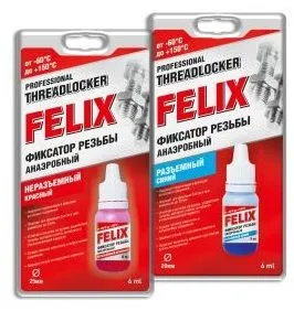 Клей фиксатор резьбы FELIX красный, анаэробный, неразъемный (6мл)