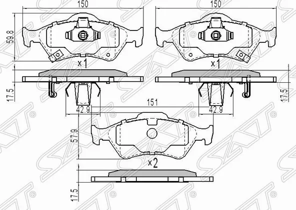 Колодки тормозные SAT ST044650D050 TOYOTA YARIS 05-