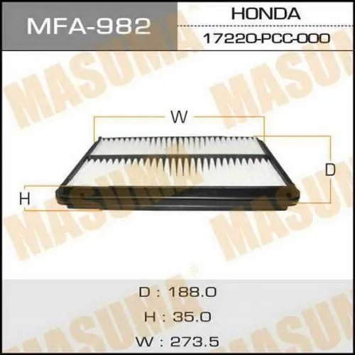 Фильтр воздушный MASUMA MFA982 HONDA