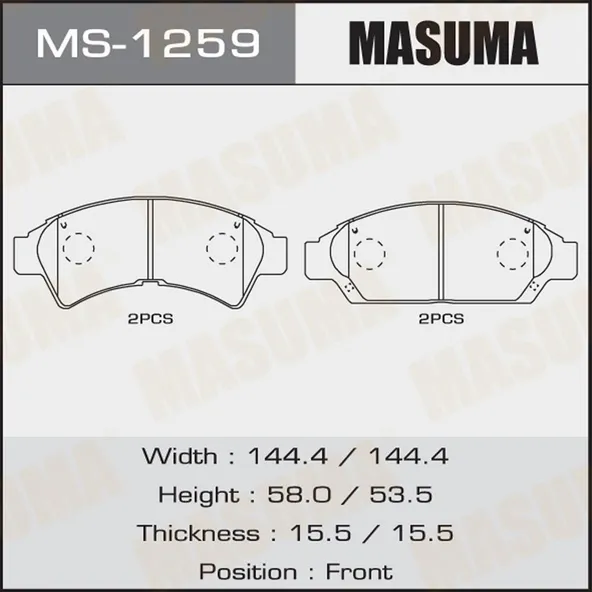 Колодки тормозные MASUMA MS1259 TOYOTA CAMRY CV30 1990-1994, TOYOTA CAMRY SV1990-1994, TOYOTA CAMRY
