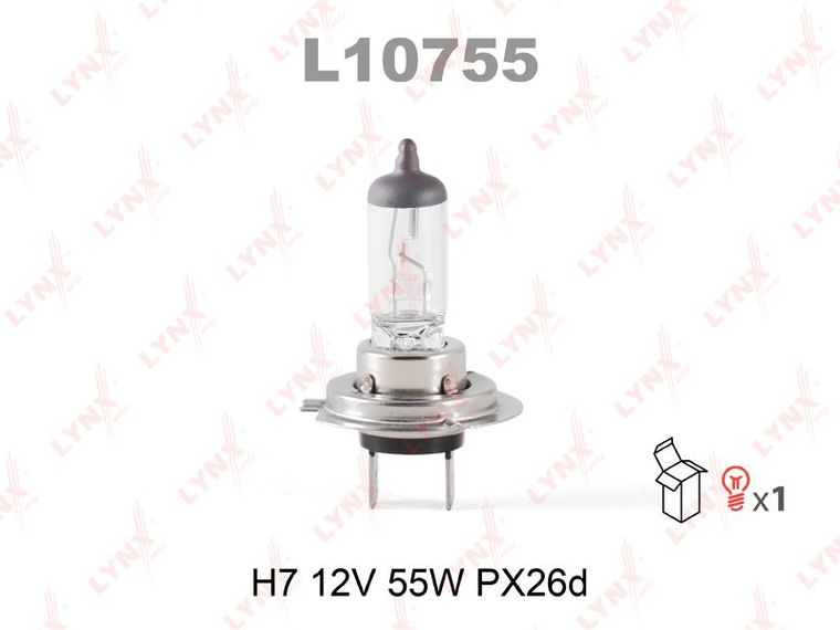 Лампа накаливания LYNXAUTO L10755 H7 12V (55W) PX26D