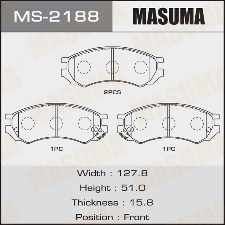 Колодки тормозные MASUMA MS2188 NISSAN PRIMERA 1990-1995, SERENA 1994-1999