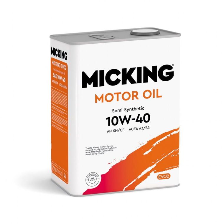 Масло моторное MICKING MOTOR OIL EVO2 10W40 SN/CF A3/B4 п/с для бенз и диз дв (4л)